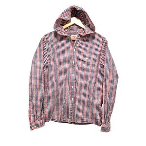 Brooks Brothers Seersucker Hooded Shirt SIZE Medium Red White Blue Academia